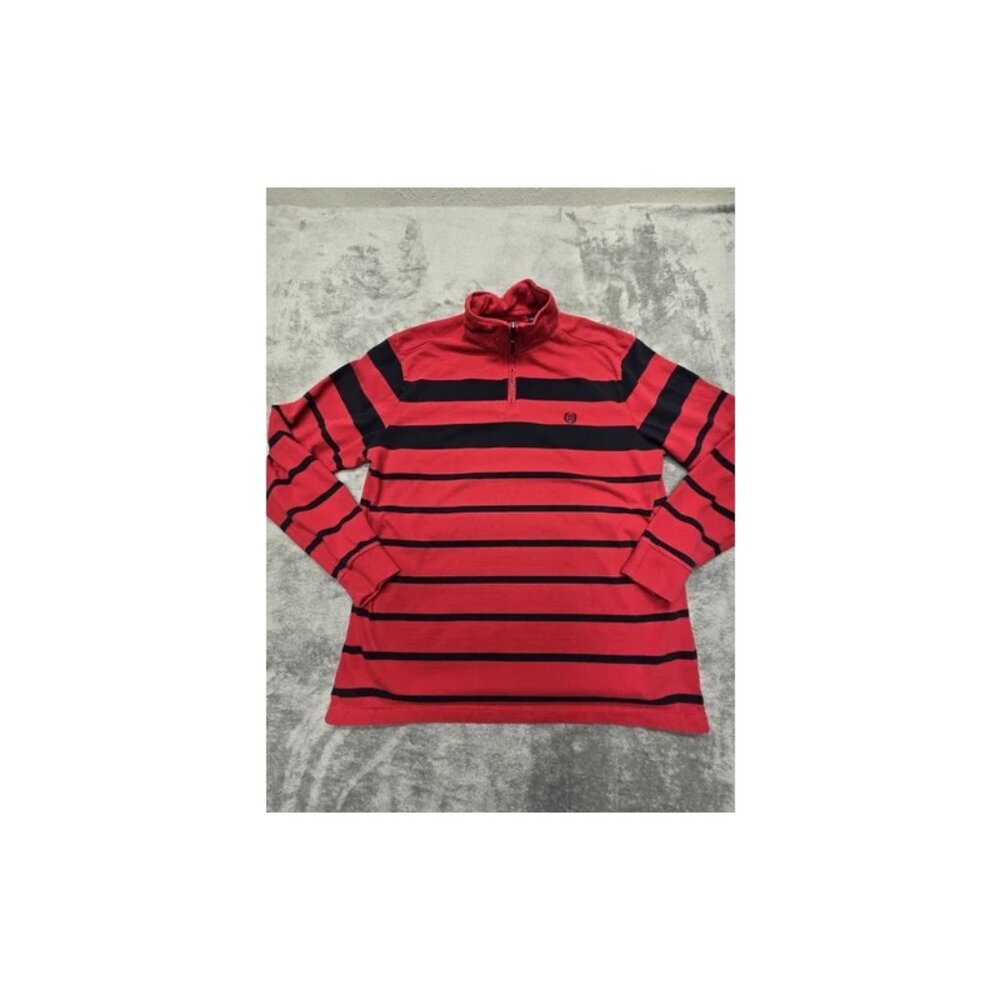 Chaps Y2K‎ Long Sleeve Shirt Mens XL 1/4 Zip Red. / Blue Stripes